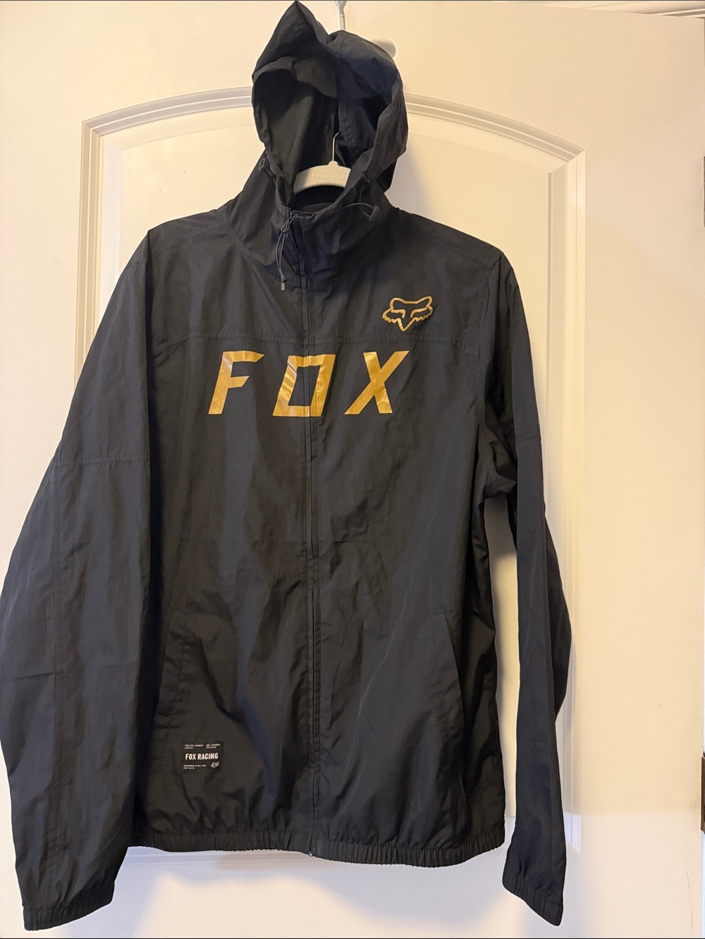 Fox Black Hooded Windbreaker with Gold Branding
